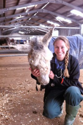 Dr. Shannon with a donkey